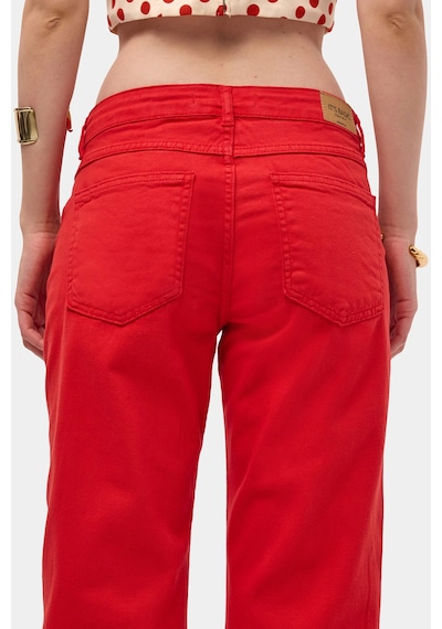Itsbasic Kadın Kırmızı 6s6-19 Mid Rise Flare Fit Denim Jean