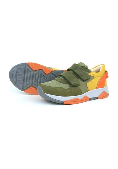 Ortopedikal 3880 Rakerplus Hakiki Deri Haki Turuncu Sarı Çocuk Sneakers Spor Ayakkabı Cırtlı Haki-turuncu-sarı