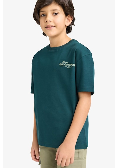 Defacto Erkek Çocuk Oversize Geniş Kalıp Bisiklet Yaka Slogan Baskılı Kısa Kollu Tişört G6485a826smgn465 Yeşil-gn465