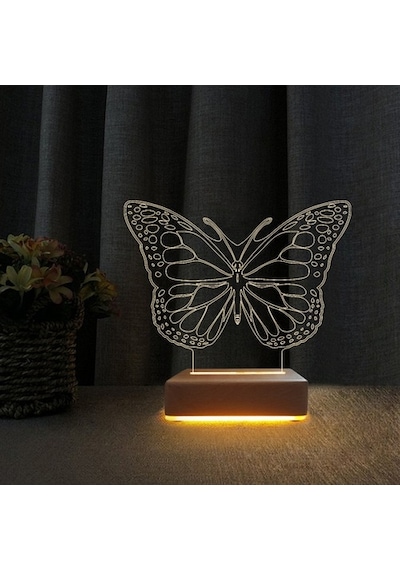 3D Led Lamba Masa Gece Lambası Kelebek Çocuk Odası Gece Lamba