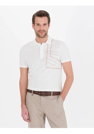 Pierre Cardin Slim Fit Baskılı Polo Yaka Erkek Tişört Renkli