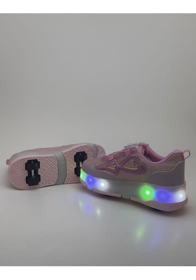 Tekiner Patenli Işıklı Tekerlekli Modern Spor Ayakkabı Pembe