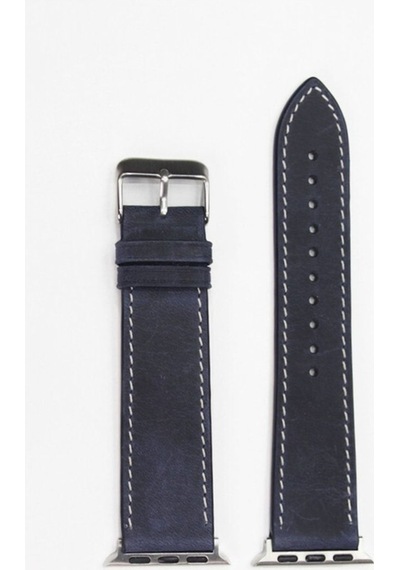 Apple Uyumlu  Watch Kordon Deri Crazy Lacivert 38-40-41 Mm