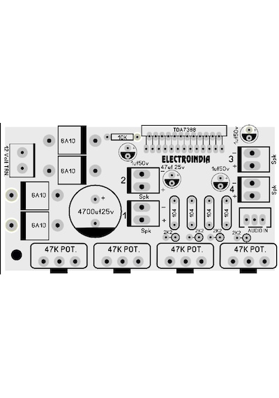 4X40 Watt 4 Kanal Amfi Ses Devre Kartı Yeşil