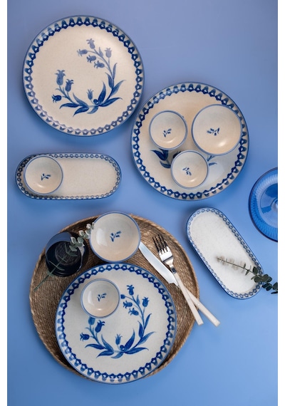 Kütahya Porselen 14 Parça 6 Kişilik Kahvaltı Takımı Ottoman Elegance Mavi Mavi