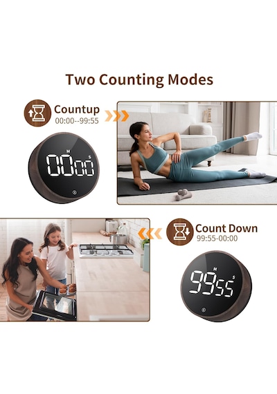 Ahşap Tasarımlı Dijital Timer Ve Kronometre Led Ekranlı Geri Sayım Sayacı Zamanlayıcı Mutfak Timerı Ders Çalışma Pomodoro Spor Ve Fitness Kronometresi Dokunmatik Kullanım Modern Dekoratif Tasarım