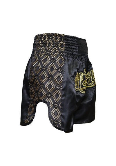 Dragondo Mt3028 Nakışlı Muaythai Şortu Muay Thai Antrenman Şortu Siyah
