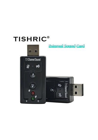 Globalbloom Siyah Tıshrıc Usb 7.1 Ses Kartı 3d Efekt Mikrofon Ses Kontrolü
