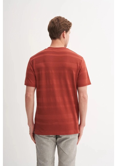 Cazador Bisiklet Yaka Regular Fit Örme Tişört 4123 Kiremit
