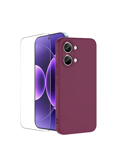 Teleplus Xiaomi Poco X8 Pro Max Kılıf Mara Lansman Silikon + Nano Esnek Ekran Koruyucu Mürdüm