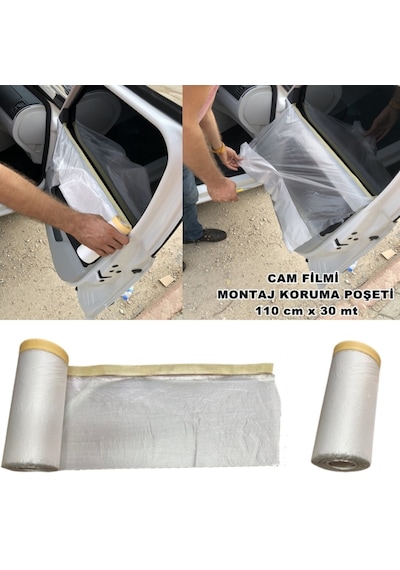 Araç Cam Filmi Montaj Poşeti Kapı Koruma Örtüsü Naylon 110Cmx30Mt (534731927)