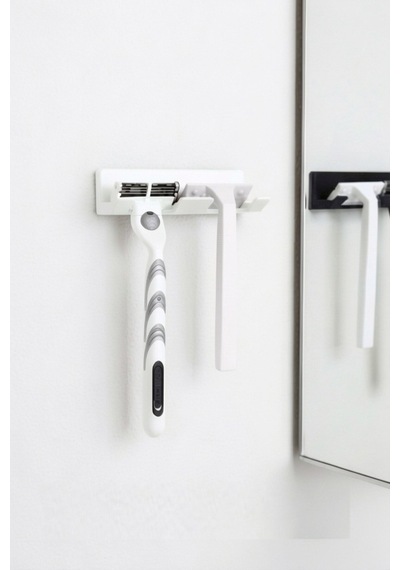 Beyaz Yapışkanlı Traş Bıçak Bıçağı 2 Jilet İçin Traş Bıçaklık 2li Jiletlik Banyo Organizer