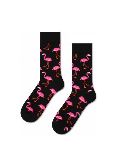 Carnaval Socks Flamingo Desenli Siyah Renkli Unisexsoket Çorap 2000386