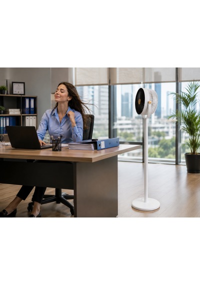 Vantilatör 3 Kademeli Ayaklı Fan 10 Watt Sessiz Çalışma Şarjlı Bataryalı 4000 Mah Type C Port