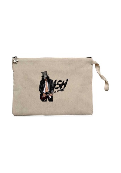 Slash Siluet Logo Krem Clutch Astarlı Cüzdan / El Çantası