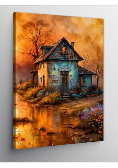 Kanvas Tablo Yalnız Köy Evi 50cmx70cm
