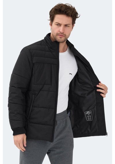 Slazenger Baldwıng Erkek Dik Yaka Fermuarlı Siyah Mont & Kaban Siyah