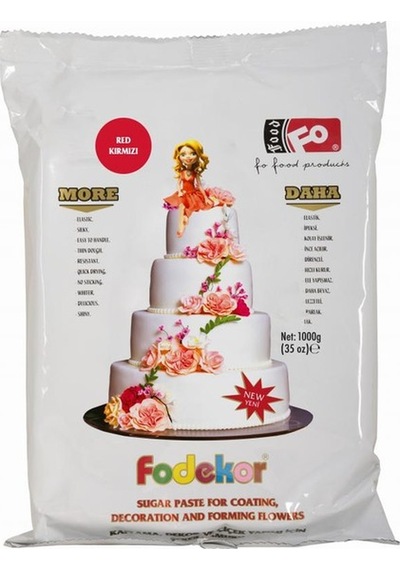 Fo Kırmızı Fodekor Kaplama Dekor Ve Çiçek Yapımı İçin Şeker Hamuru 1 KG