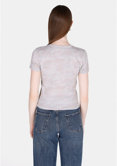 Colin's Colins Slim Fit Yuvarlak Yaka Baskılı Kadın Pembe Kısa Kol Tişört Cl1073142 Q1.v2 Dup Pembe