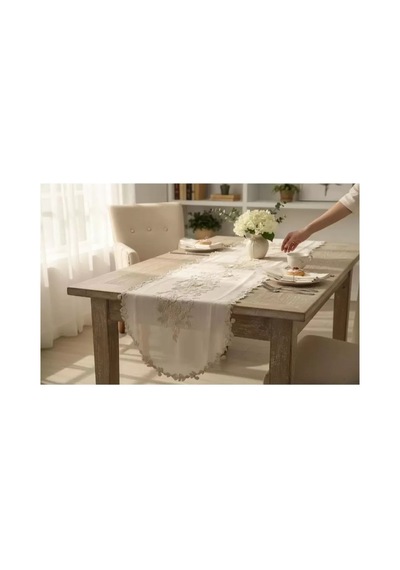 Simella Altın Simli İşlemeli Masa Runneri 50x140 Cm Şık Masa Dekoru Çok Renkli