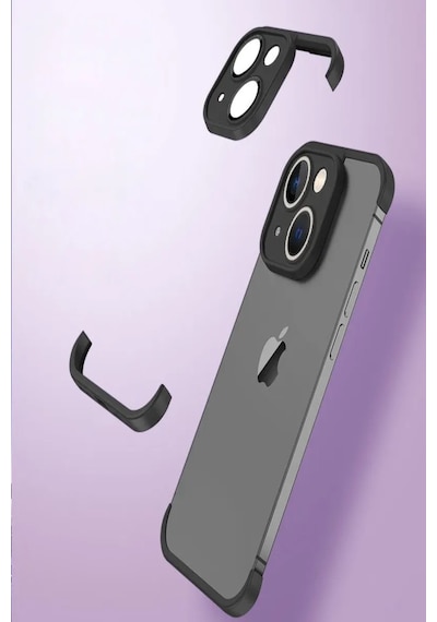 Apple Uyumlu iPhone 14 Kılıf 2 Parçalı Alt Üst Kamera Lens Korumalı Sert Silikon