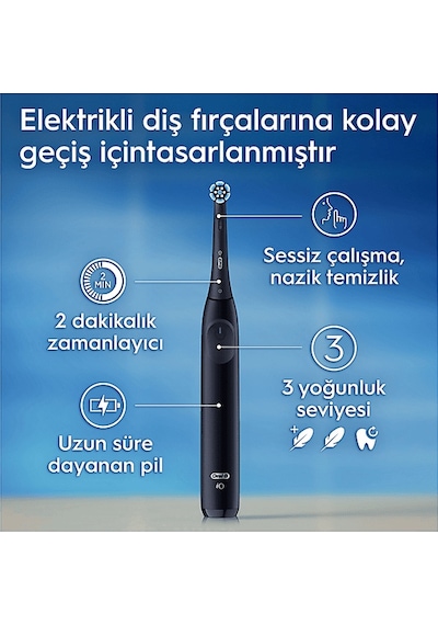 Oral B Io 2 Serisi Şarjlı Diş Fırçası Siyah + Seyahat Kabı