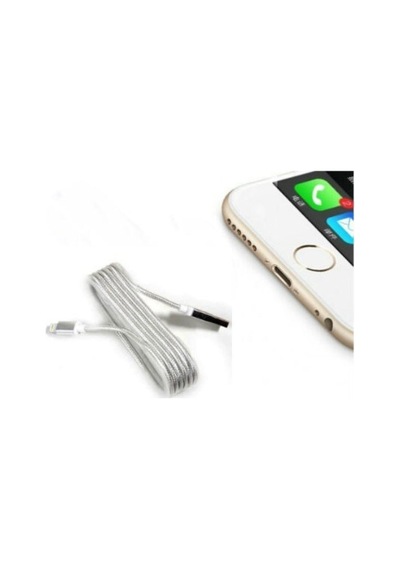 Iphone Örgü Şeklinde Renkli Çelik Şarj Data Kablosu - Gümü