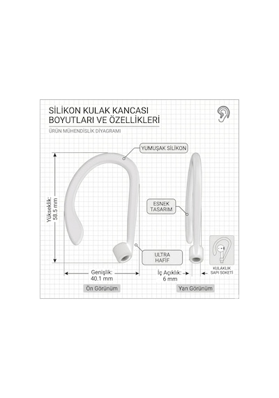 Silikon Kulaklık Kancası 2 Li Set Saplı Bluetooth Kulaklıklar İçin Düşme Önleyici Esnek Kulak Askısı, Spor Ve Günlük Kullanım Beyaz Beyaz