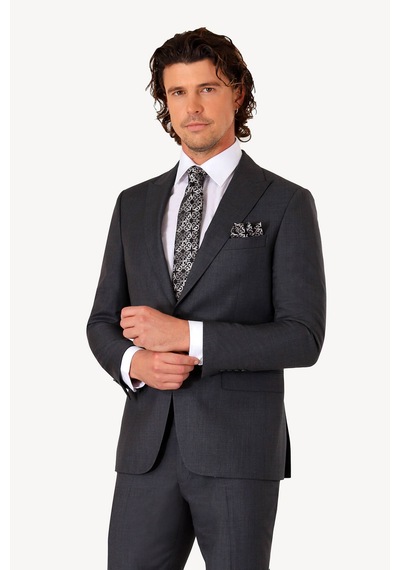 Erkek Gri Slim Fit Sivri Yaka Takım Elbise