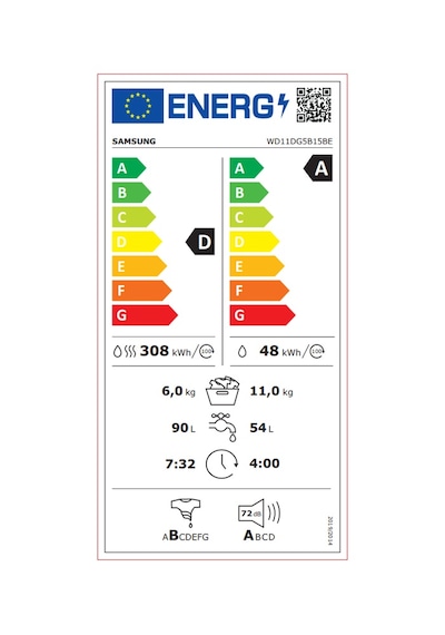 Samsung WD11DG5B15BEAH 1400 Devir 11 KG + 6 KG Kurutmalı Çamaşır Makinesi