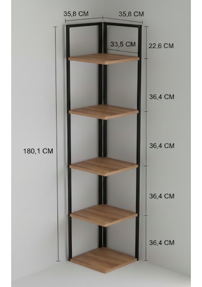 Ela 5 Raflı Metal Köşe Kitaplık Rafı Dekoratif Aksesuar Rafı 180 Cm Çam Atlaantik Çam Ela 5 Raflı Metal Köşe Kitaplık Rafı Dekoratif Aksesuar Rafı 180 Cm Çam Atlaantik Çam