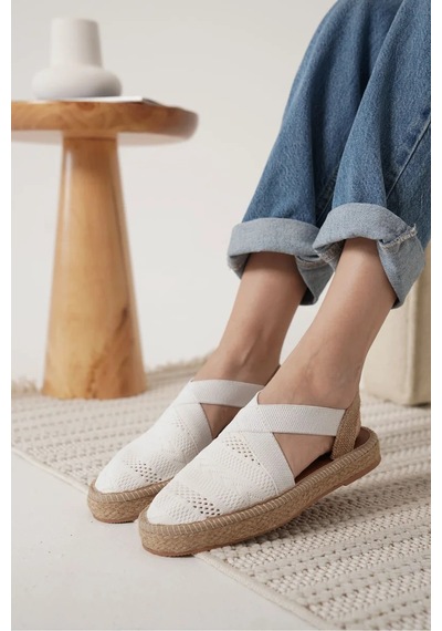 Trendella Kadın Beyaz Espadril Ayakkabı Tr19my01b Kırmızı