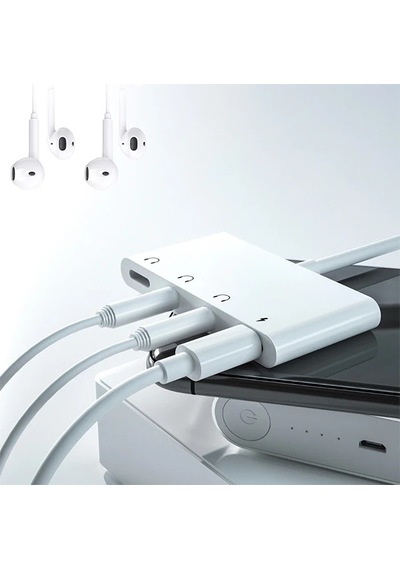 Ally iPhone Uyumlu 14-13-12-11 4in1 Otg Ses Adaptörü Çift Dc 3.5mm Jack- 5775