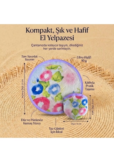 Bakgelal Katlanabilir Cep Yelpazesi 21 Cm Kılıflı Kore Yelpazesi Ultra Hafif, Katlanabilir, 10 Farklı Desen Seçeneği Plaj, Seyahat, Festival Ve Günlük Kullanım İçin - 03-11-000008