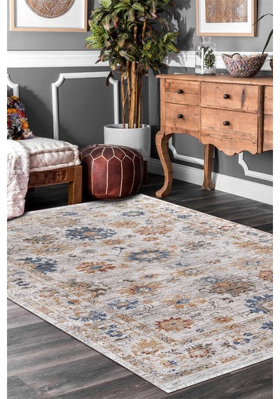 Indiana Etnik Desenli Vintage Eskitme Görünümlü Modern Halı In05 Multi Vizon
