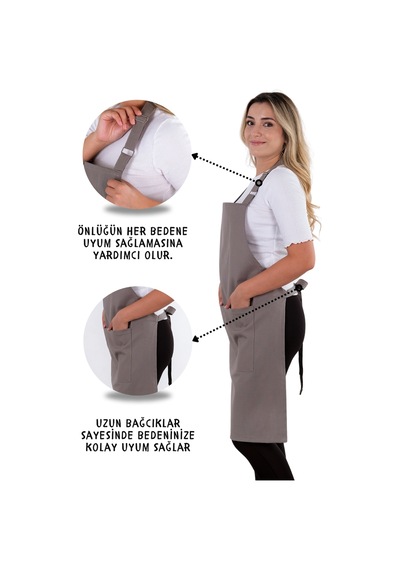 2 Adet Simple Ayarlanabilir Askılı Mutfak Önlüğü Antrasit