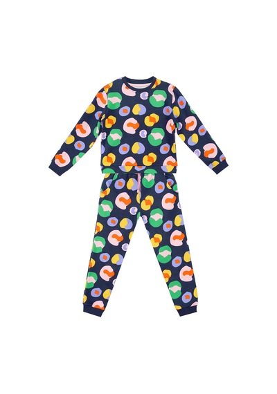 Denokids Renkli Lacivert Kız Çocuk Eşofman Takım