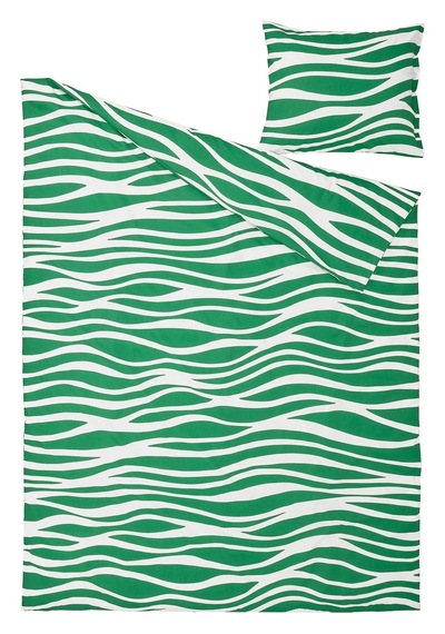 Ikea Portlakmalla Yeşil-beyaz 150x200/50x60 Cm Tek Kişilik Nevresim Seti Beyaz - Yeşil