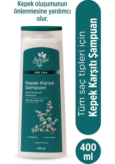 Selesta Life Okaliptüs Ve Çay Ağacı Bitki Özlü Kepek Karşıtı Şampuan Tüm Saç Tipleri İçin Şampuan 400 Ml