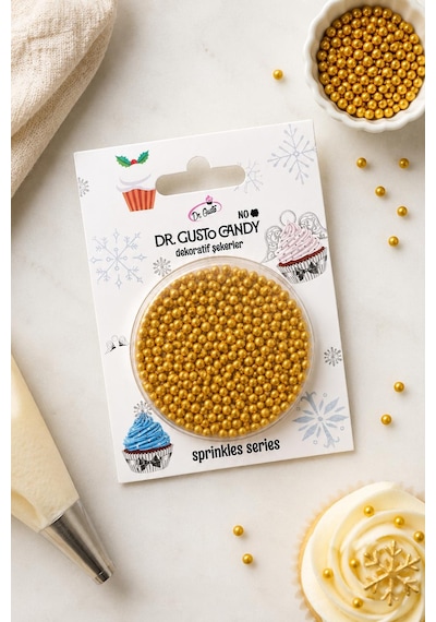 Dr. Gusto 2 Mm Candy Altın Boncuk Pasta Süsleme Şekeri