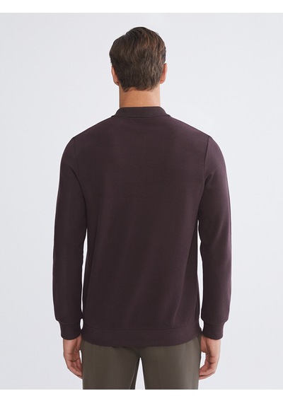 LC Waikiki Lc Waıkıkı Mürdüm Polo Yaka Erkek Sweatshirt