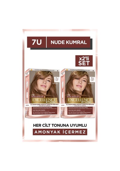 Excellence Creme Nude Renkler Saç Boyası 7u Nude Kumral 2'li Set pktexclncnude7u-9220