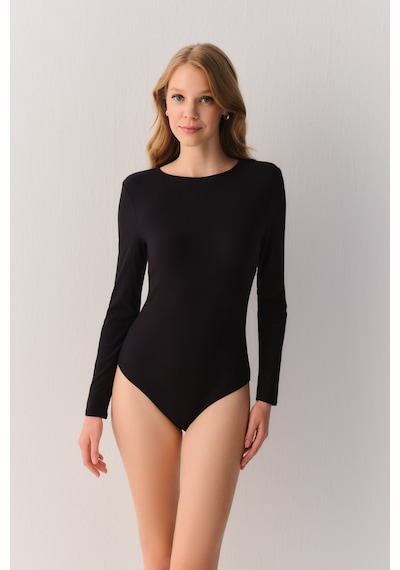 Suwen Fine Rib Modal Ribanalı Body St6004612012 Siyah