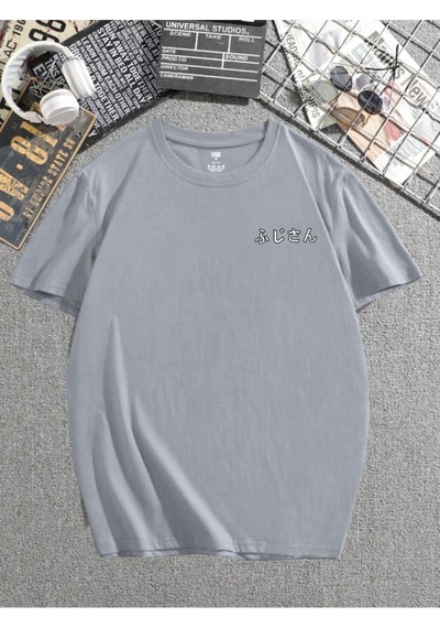 Mount Fuji Baskılı Gri T-shirt Oversize Unisex Gri Mount Fuji Baskılı Gri T-shirt Oversize Unisex Gri