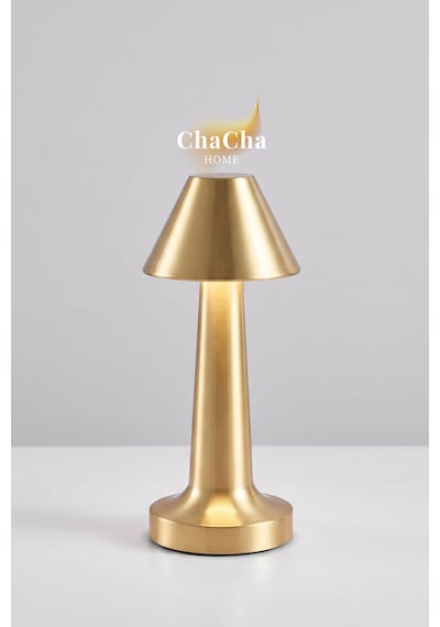 Chacha Home Pera Metal Led Masa Lambası 22x10 Cm - Lüks Dekoratif Abajur Ve Gece Lambası Gold