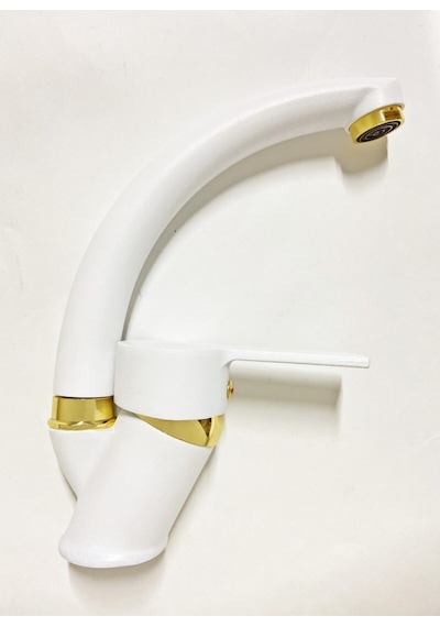 Beyaz Gold Mix Kuğu Banyo Lavabo Bataryası Musluğu Çeşmesi Diğer