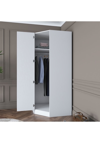 Rani Ba140 Köşe Modül Gardırop Tek Kapaklı 6 Raflı Askılı Elbise Dolabı Tamamlayıcı Köşe Ünitesi Beyaz Rani Ba140 Köşe Modül Gardırop Tek Kapaklı 6 Raflı Askılı Elbise Dolabı Tamamlayıcı Köşe Ünitesi Beyaz