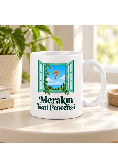 Vaveni Merakın Yeni Penceresi Tasarımlı Porselen Kupa - Model 577 Arz