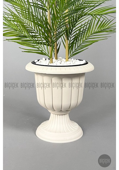 Biçiçek Yapay Areka Palmi̇yesi̇ 130 Cm 33 Yaprak Krem Nergi̇s Saksıda