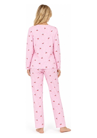 Sleeeproom Kadın Süet Mevsimlik Ekose Desen Pudra Pijama Takımı Pudra - Beyaz